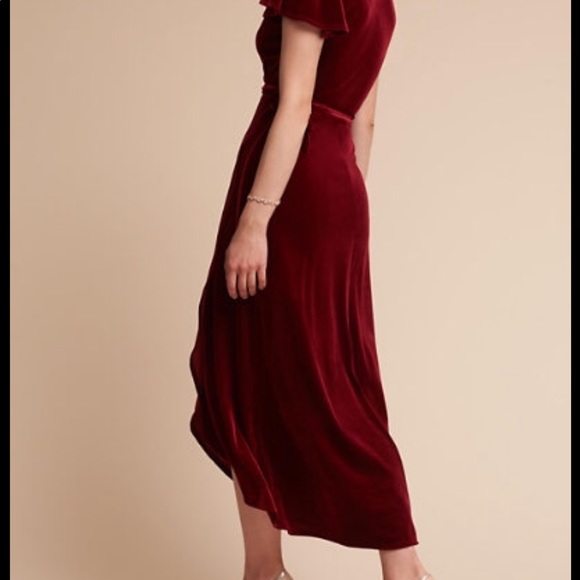 Sold: Red velvet wrap dress - Picture 1 of 5